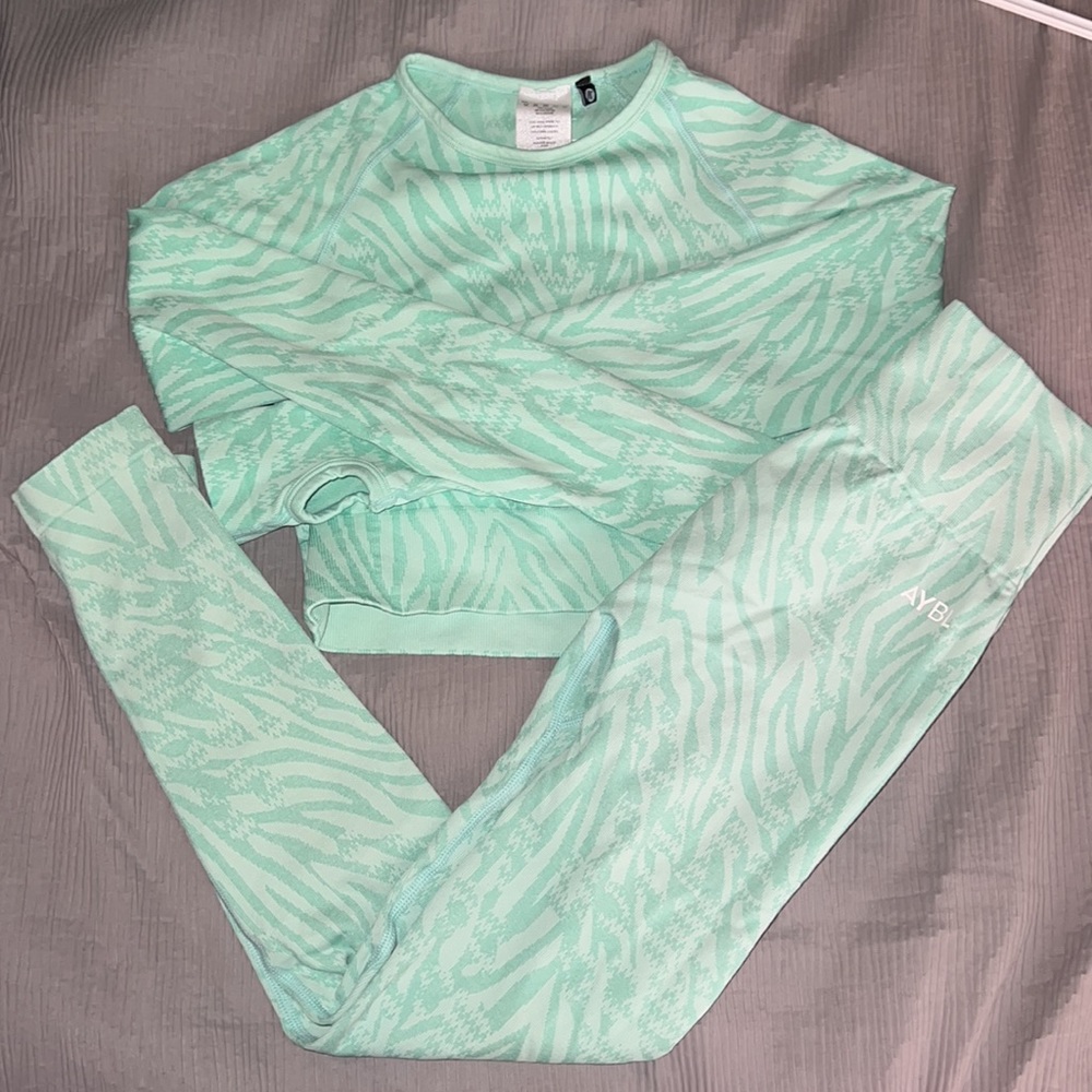 AYBL Mint Green Zebra Print Leggings SET